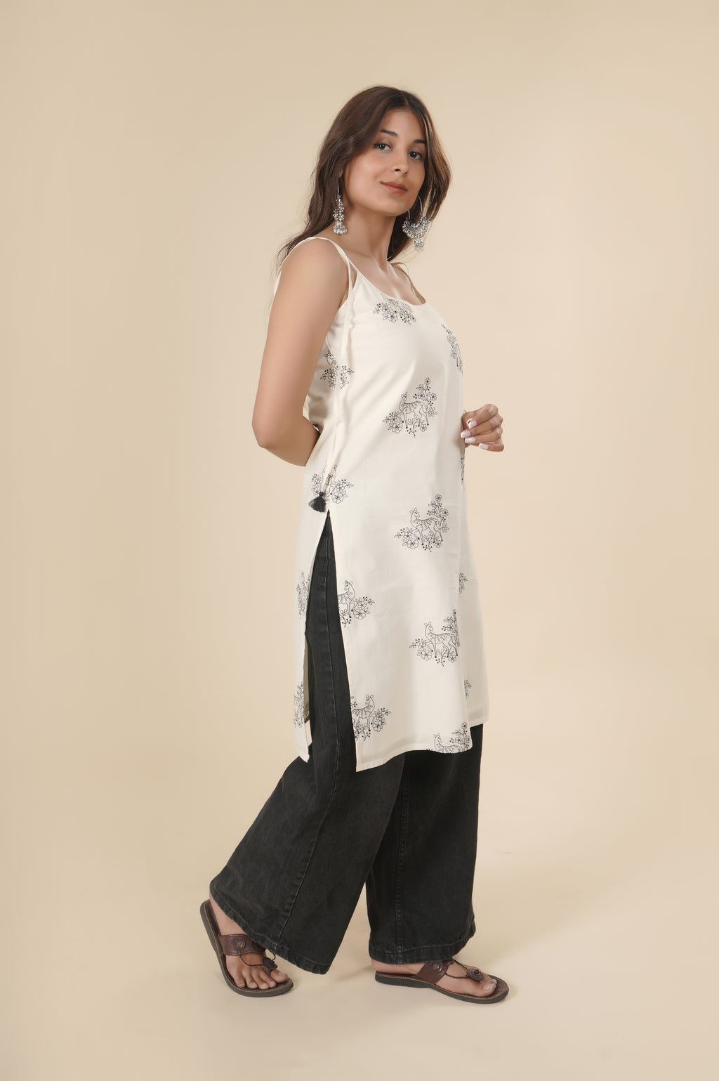 Ivory Noir Embroidered Kurti