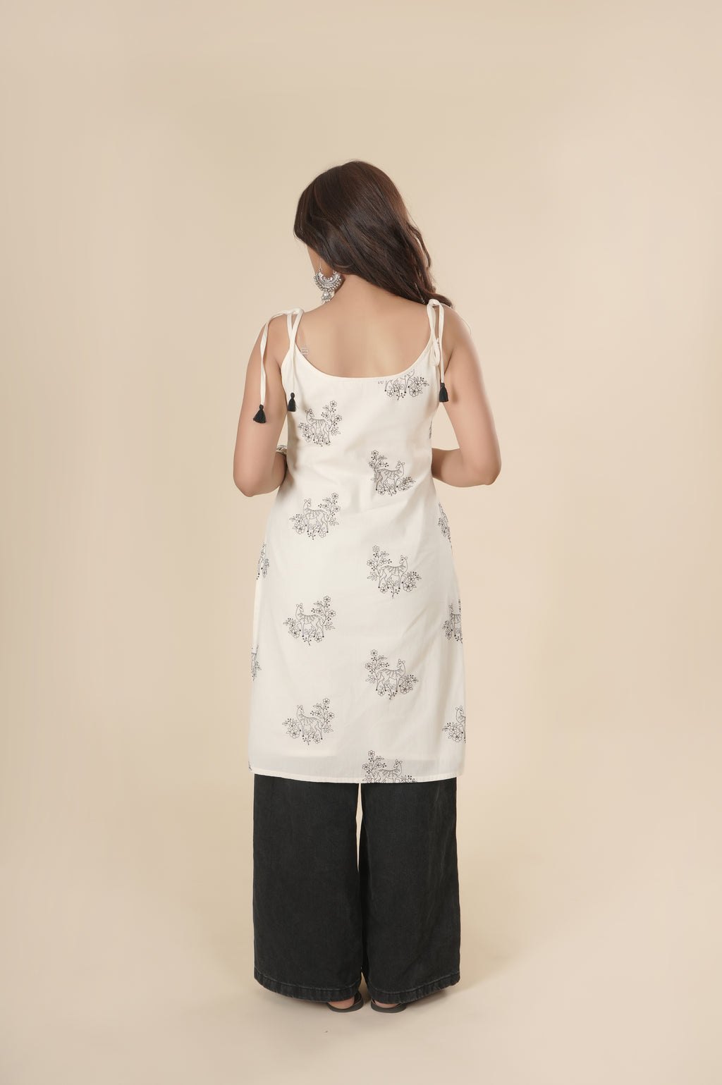 Ivory Noir Embroidered Kurti