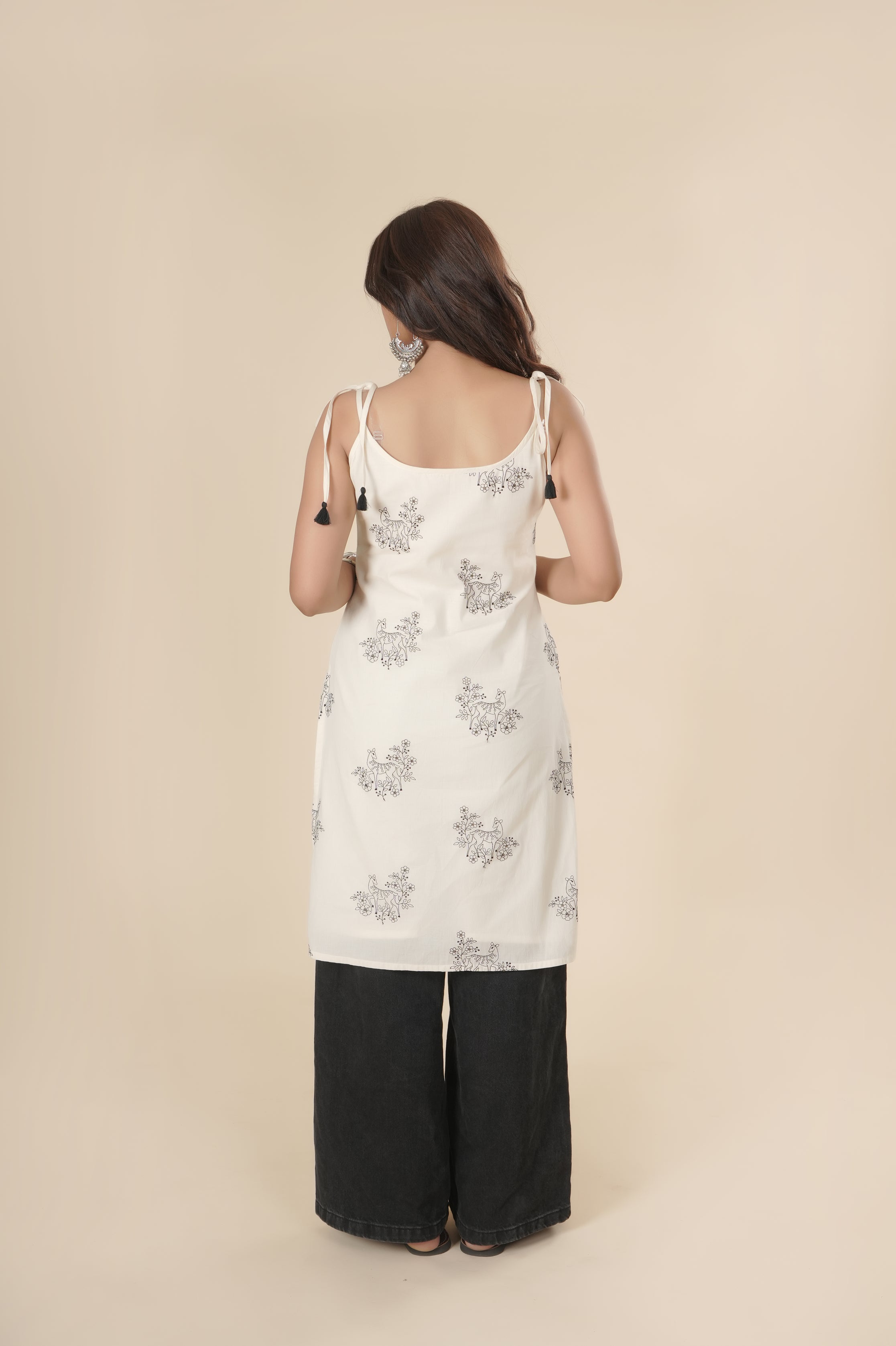 Ivory Noir Embroidered Kurti