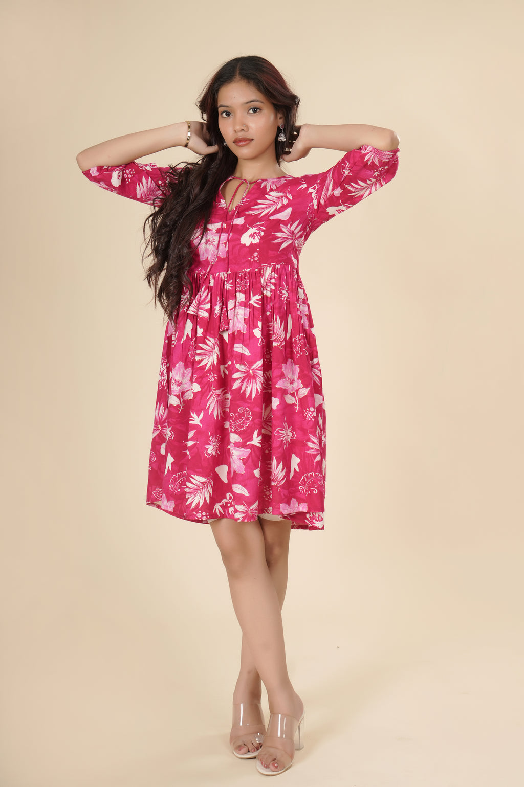 Fuchsia Bloom Mini Dress