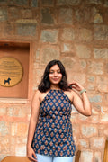 Indigo Ivy Cotton Halter Kurti