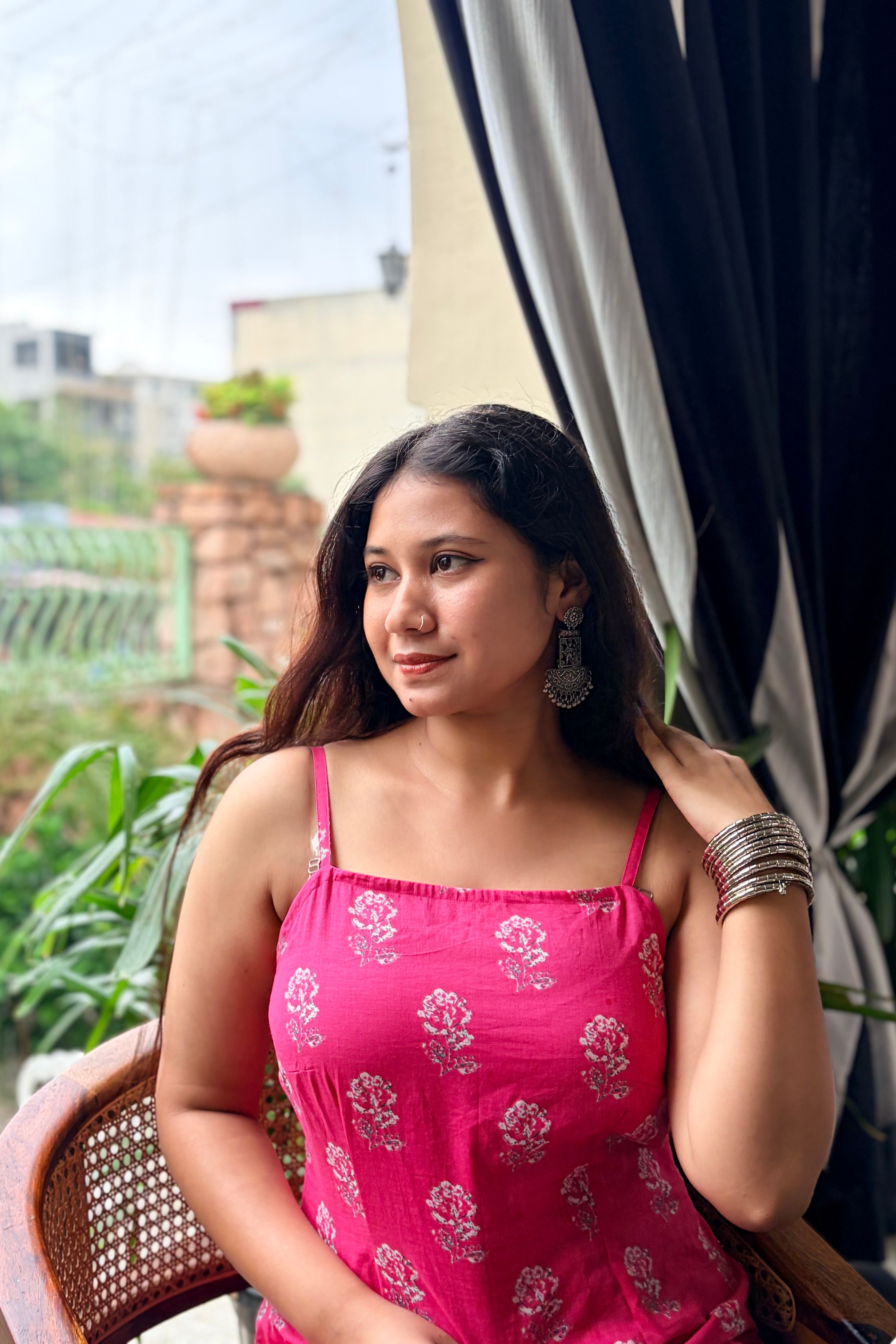 Pink Petal Cotton Short Kurti