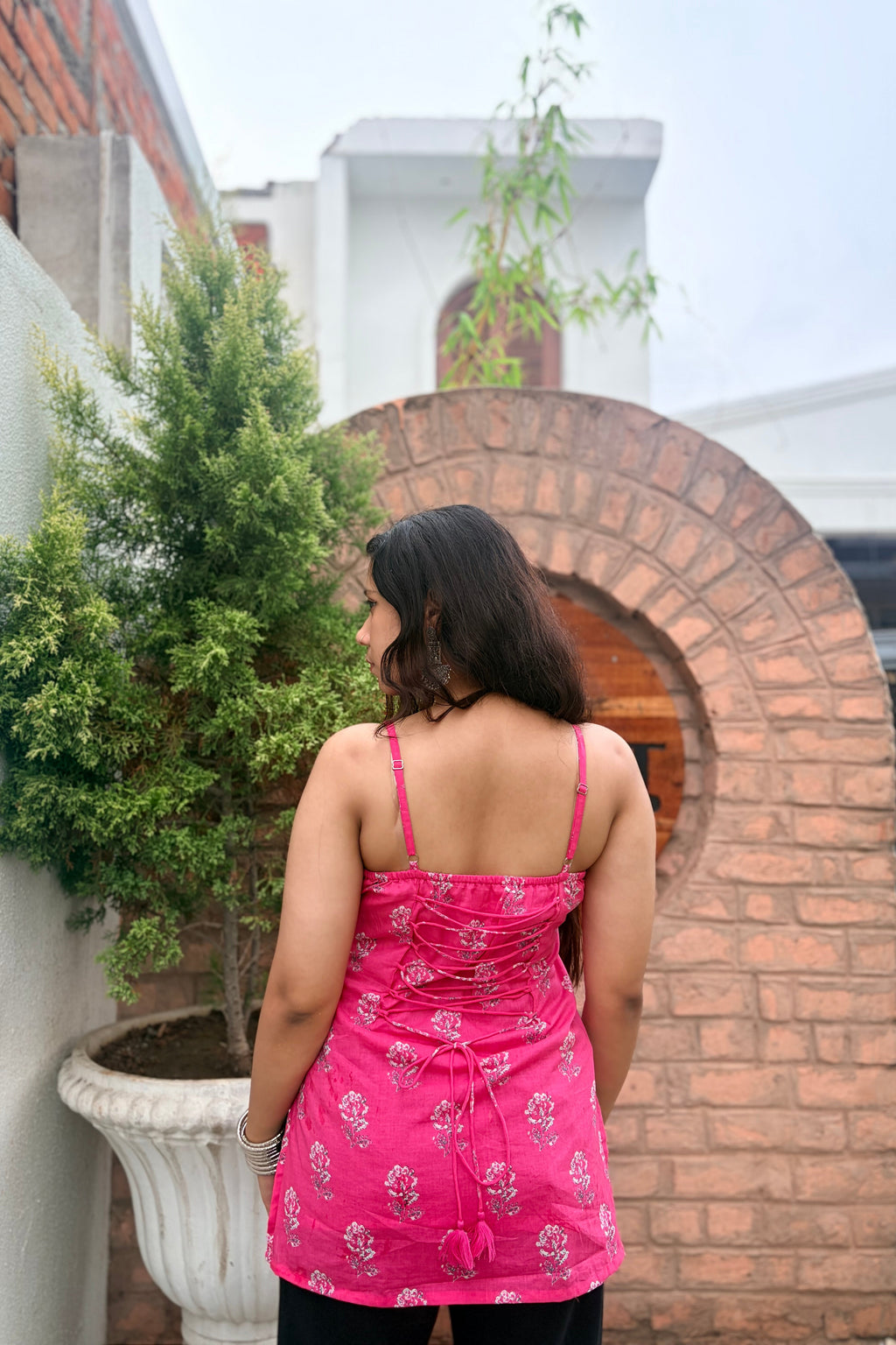 Pink Petal Cotton Short Kurti