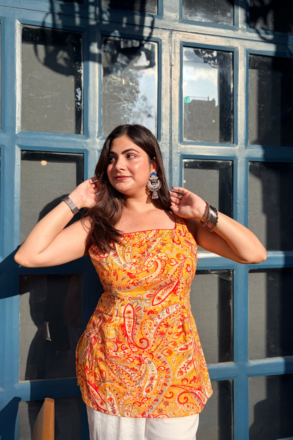 Sunlit Paisley Cotton Short Kurti