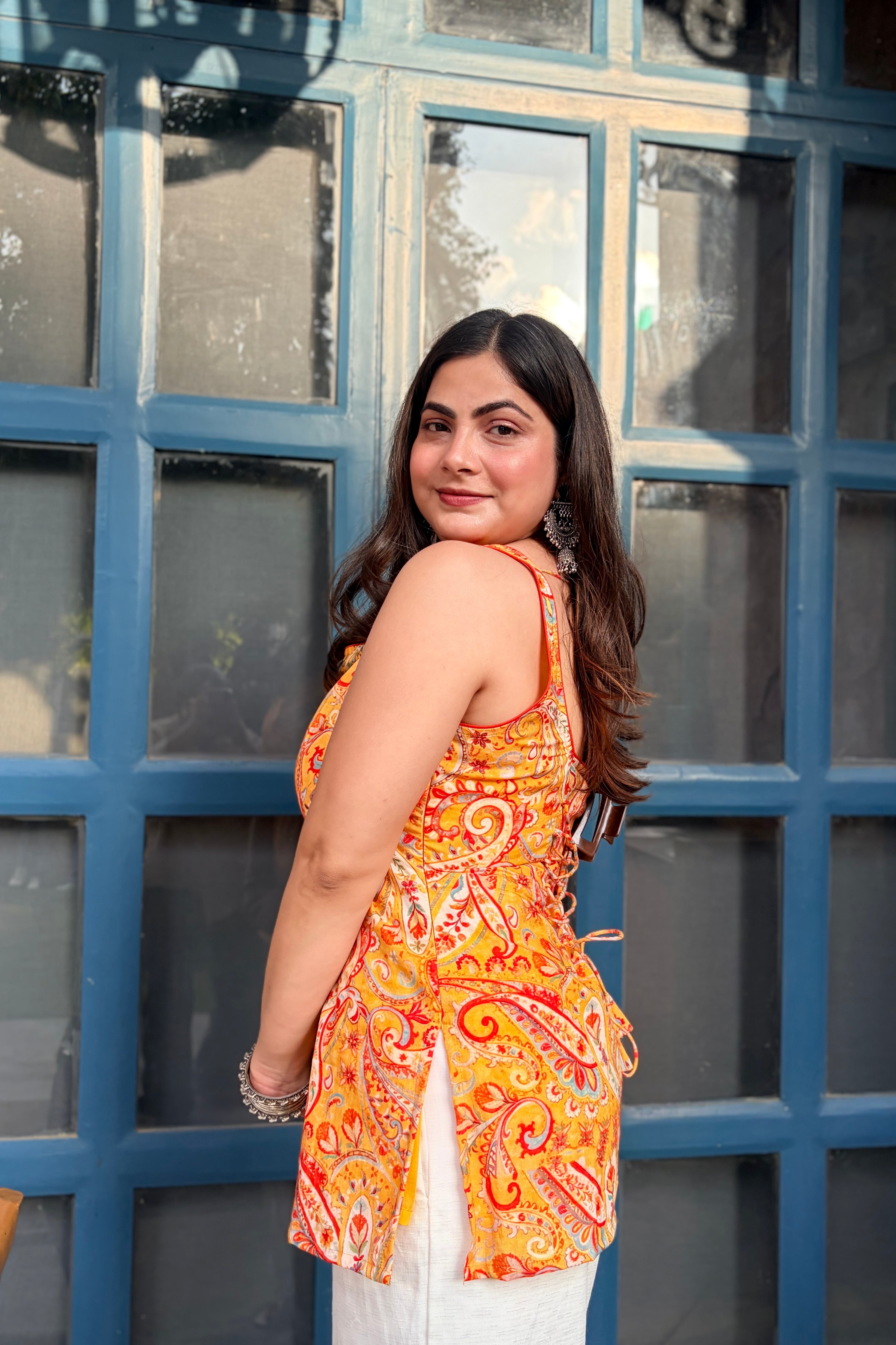 Sunlit Paisley Cotton Short Kurti