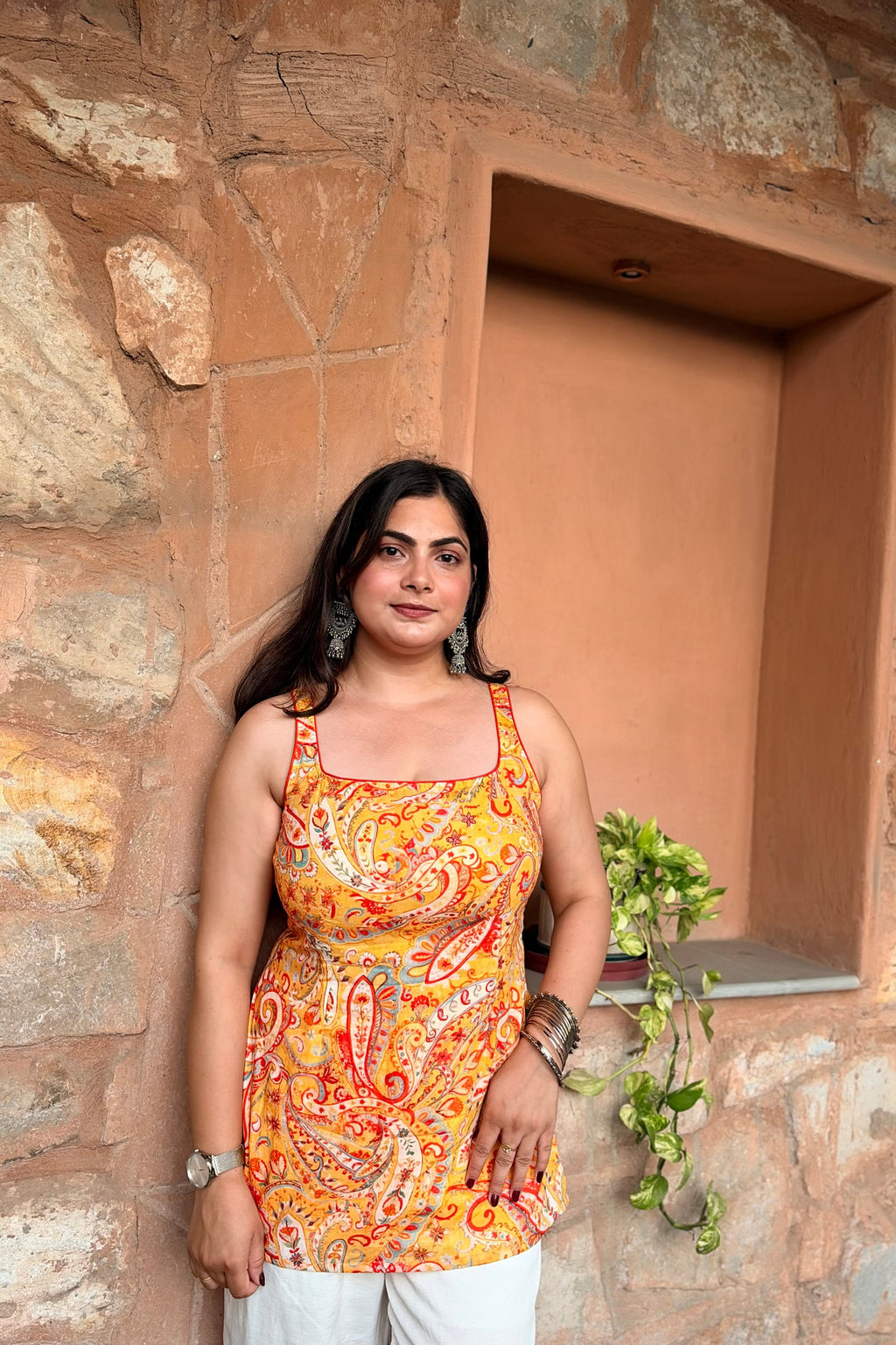 Sunlit Paisley Cotton Short Kurti