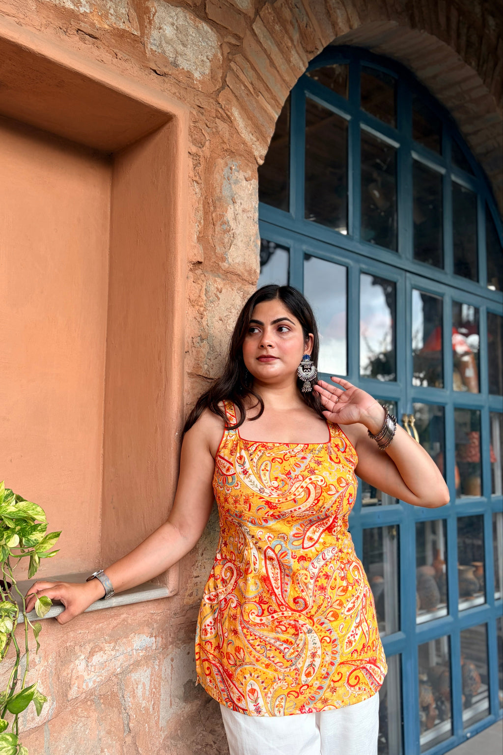 Sunlit Paisley Cotton Short Kurti
