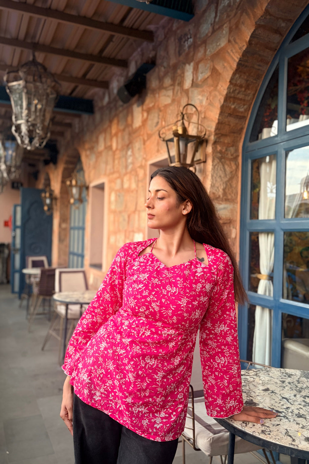 Blossom Breeze Cotton Short Kurti