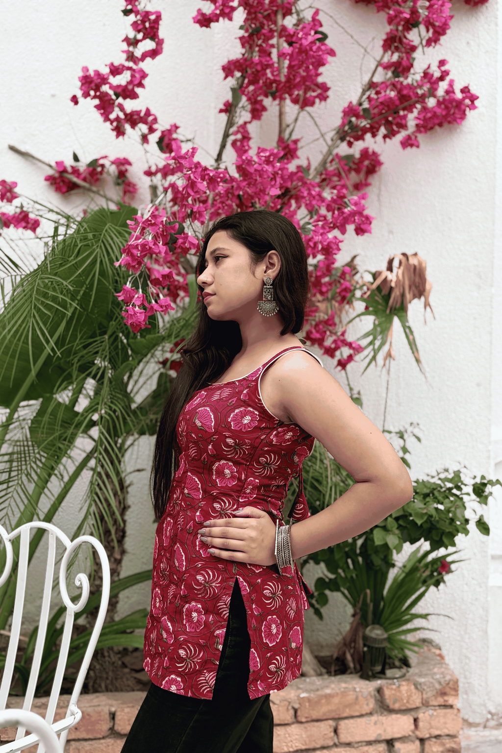 Bloom Scarlet Cotton Short Kurti
