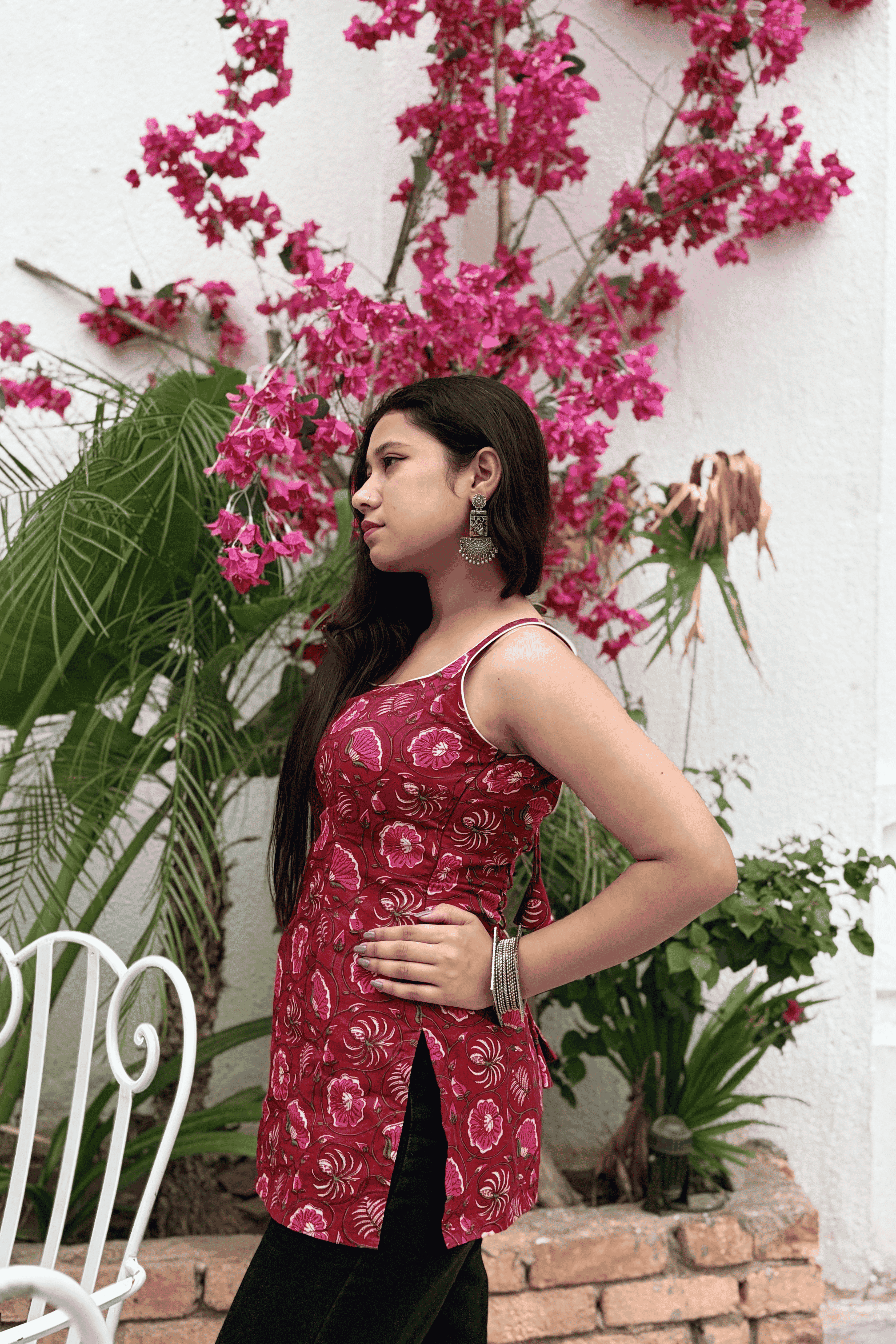 Bloom Scarlet Cotton Short Kurti