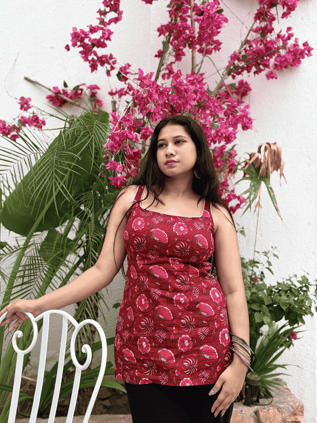 Bloom Scarlet Cotton Short Kurti