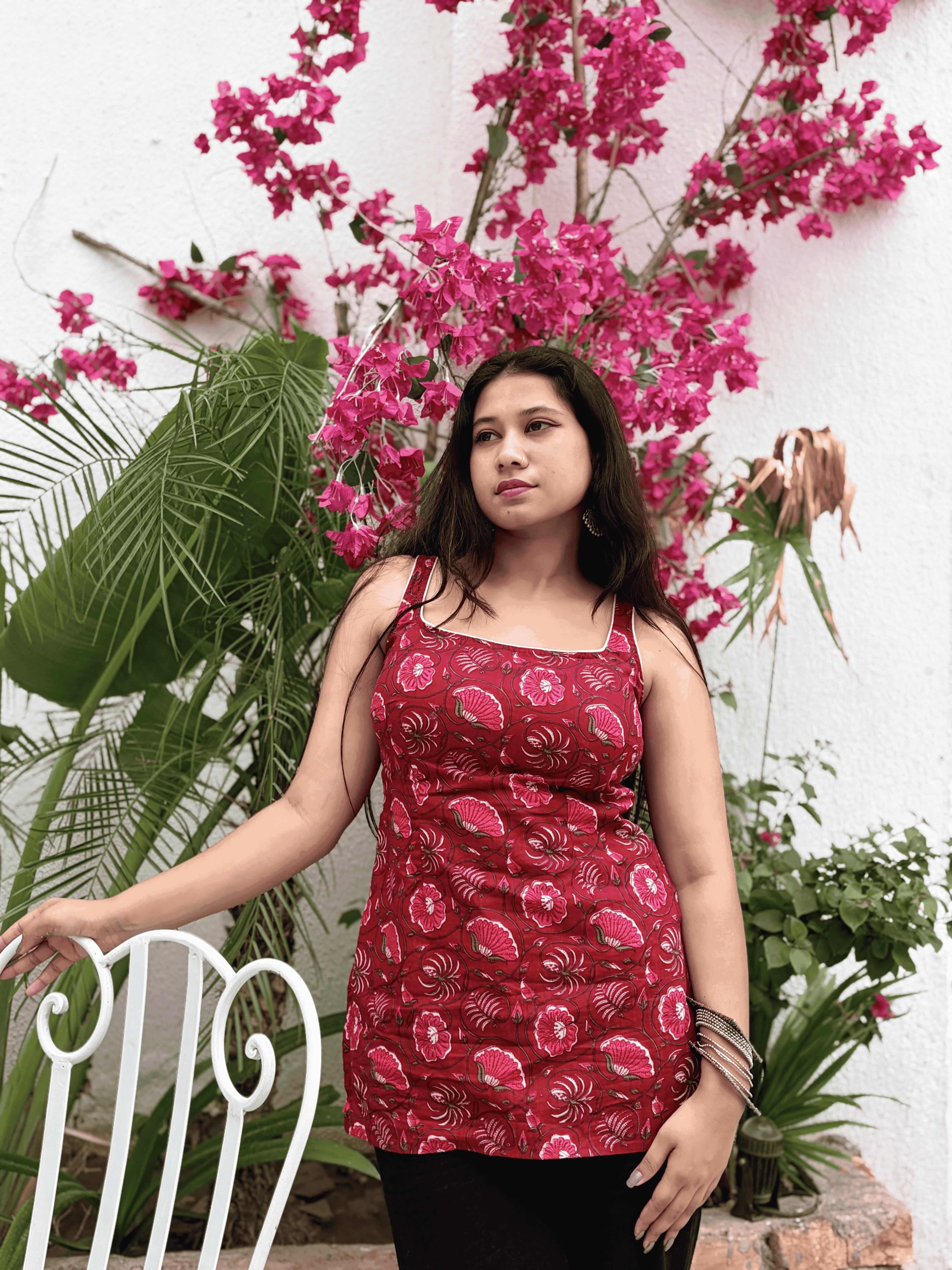 Bloom Scarlet Cotton Short Kurti